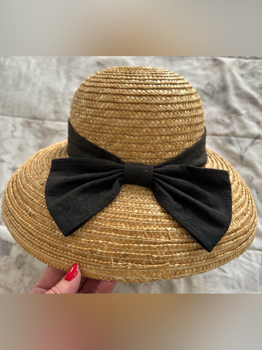 I Shalom Co 100% Straw Sun Hat with Black Bow beach summer vacation rodeo casual